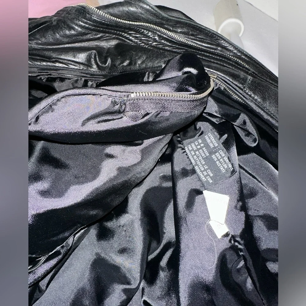 Kenneth Cole Vintage Black Leather Zip Jacket Thinsulate Lining Size XL X-Large